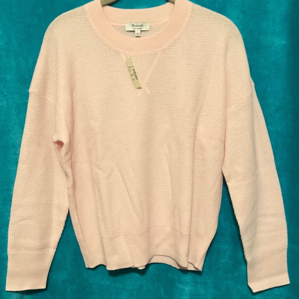New Pale Pink Madewell 100% Cashmere Lightweight Sweater